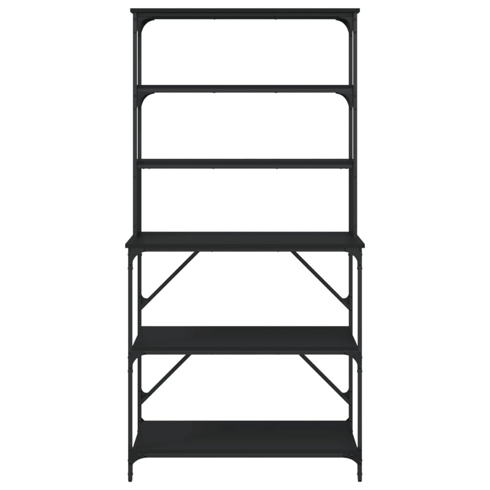 Bakkersrek 6-laags 90x40x180 cm bewerkt hout zwart