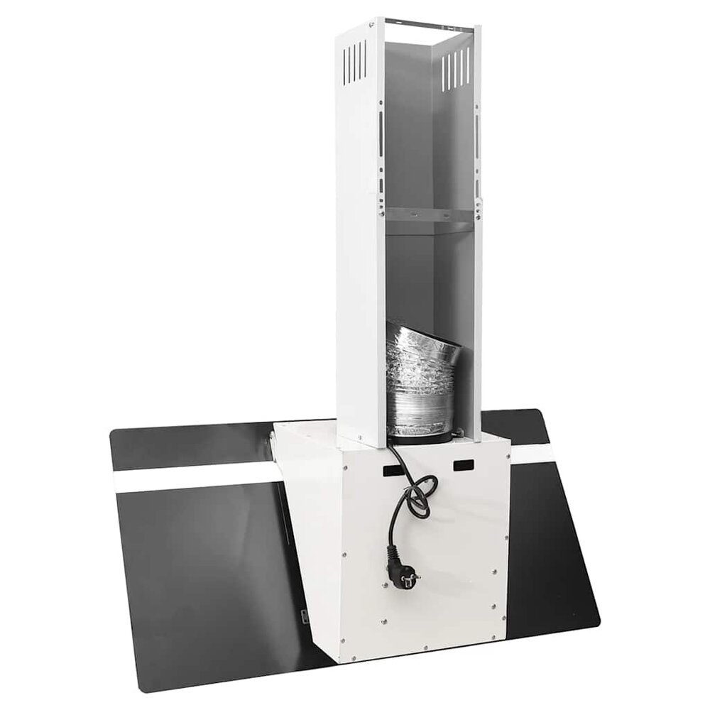 Wandafzuigkap 90 cm staal en gehard glas wit