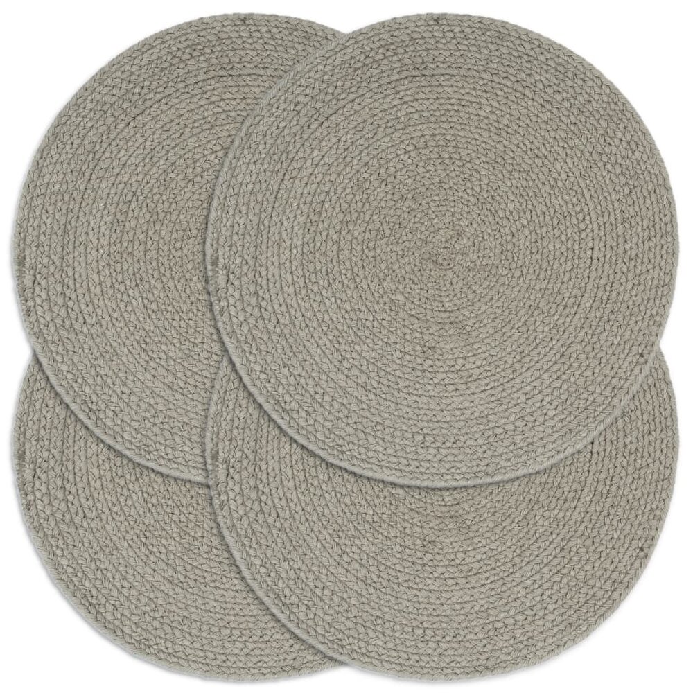 Placemats 4 st rond 38 cm katoen effen grijs