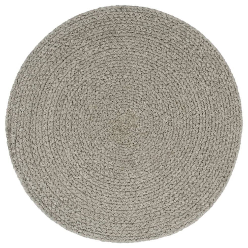 Placemats 4 st rond 38 cm katoen effen grijs