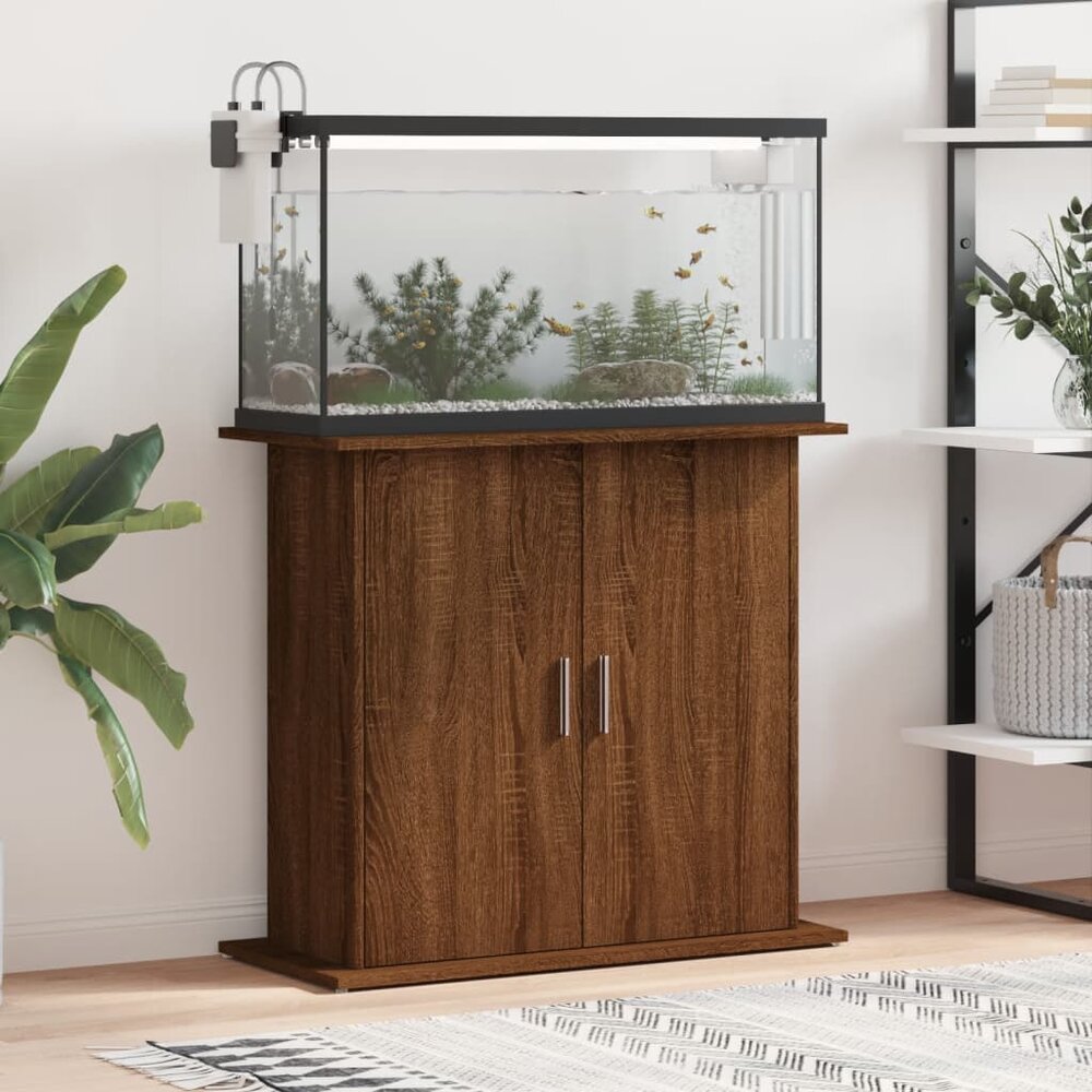 Aquariumstandaard 81x36x73 cm bewerkt hout bruin eikenkleur