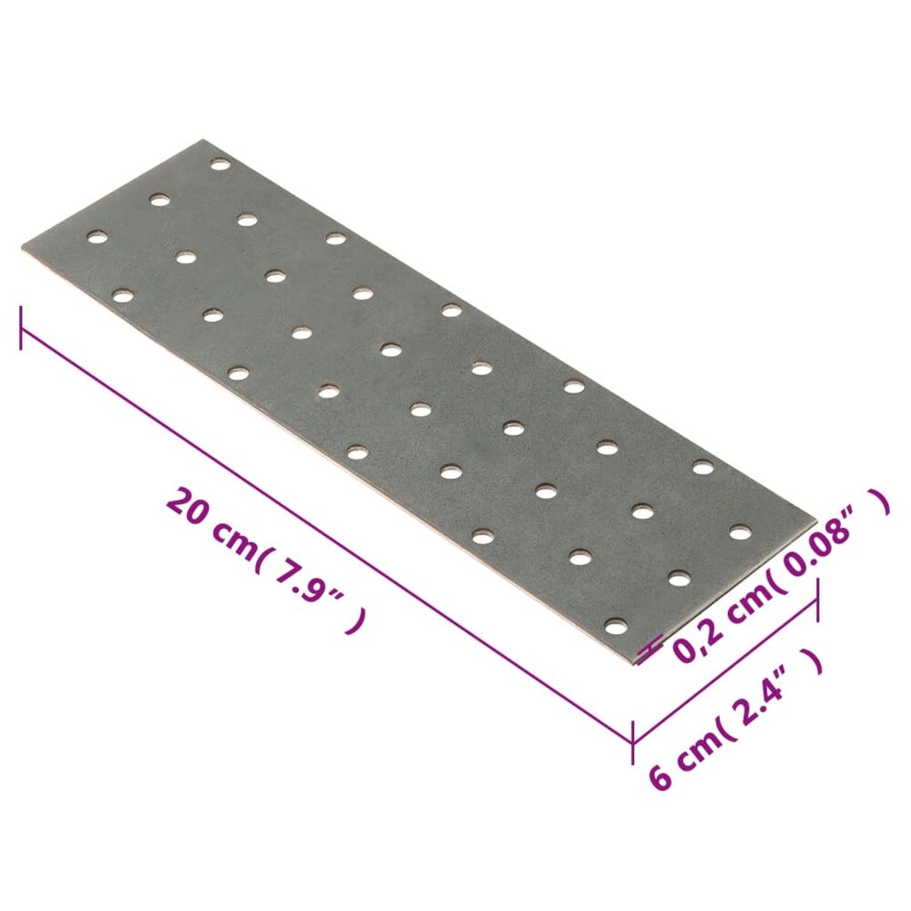 Platen geperforeerd 40 st 2 mm 200x60 mm gegalvaniseerd staal