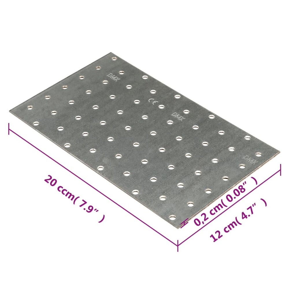 Platen geperforeerd 20 st 2 mm 200x120 mm gegalvaniseerd staal