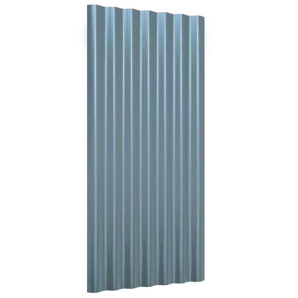 Dakpanelen 12 st 80x36 cm gepoedercoat staal grijs