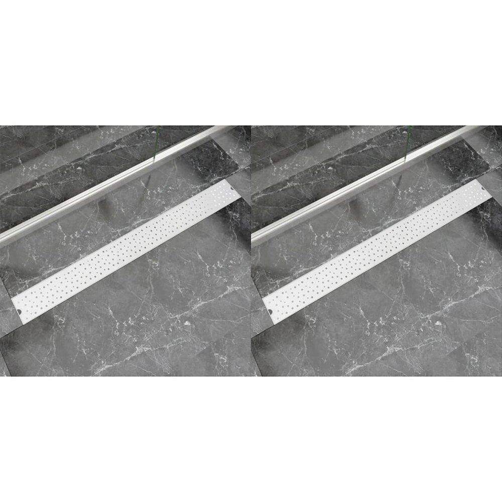 Doucheafvoer 2 st rechthoekig bubbel 1030x140mm roestvrij staal