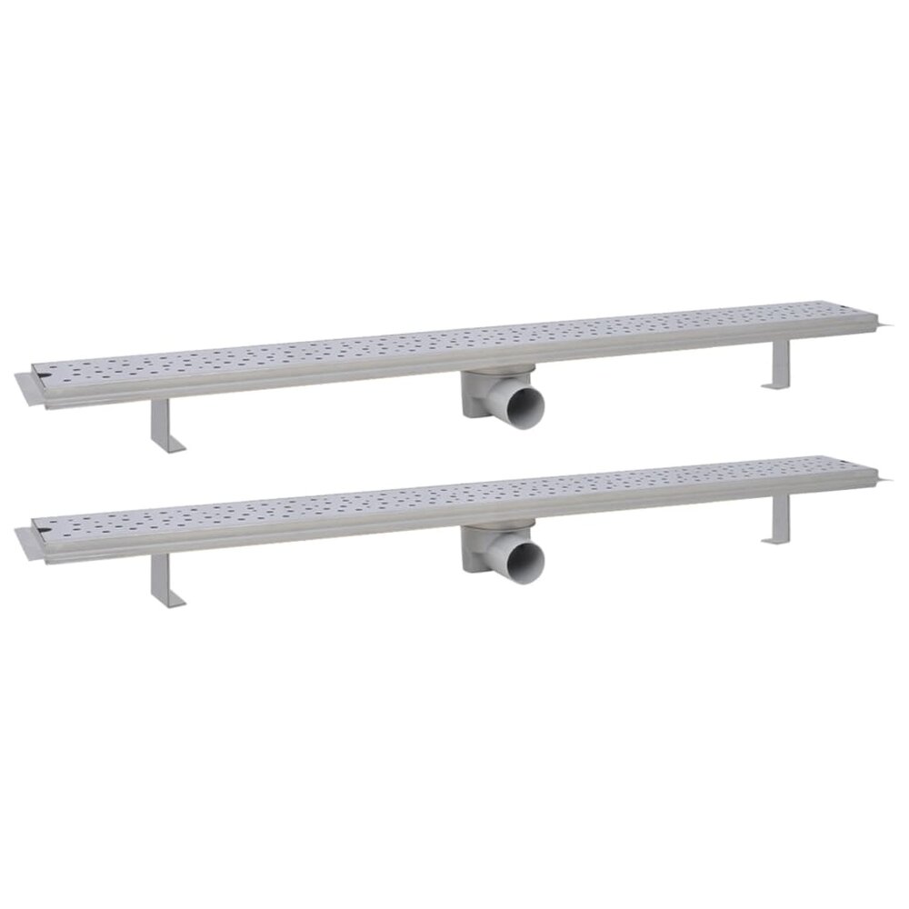 Doucheafvoer 2 st rechthoekig bubbel 1030x140mm roestvrij staal