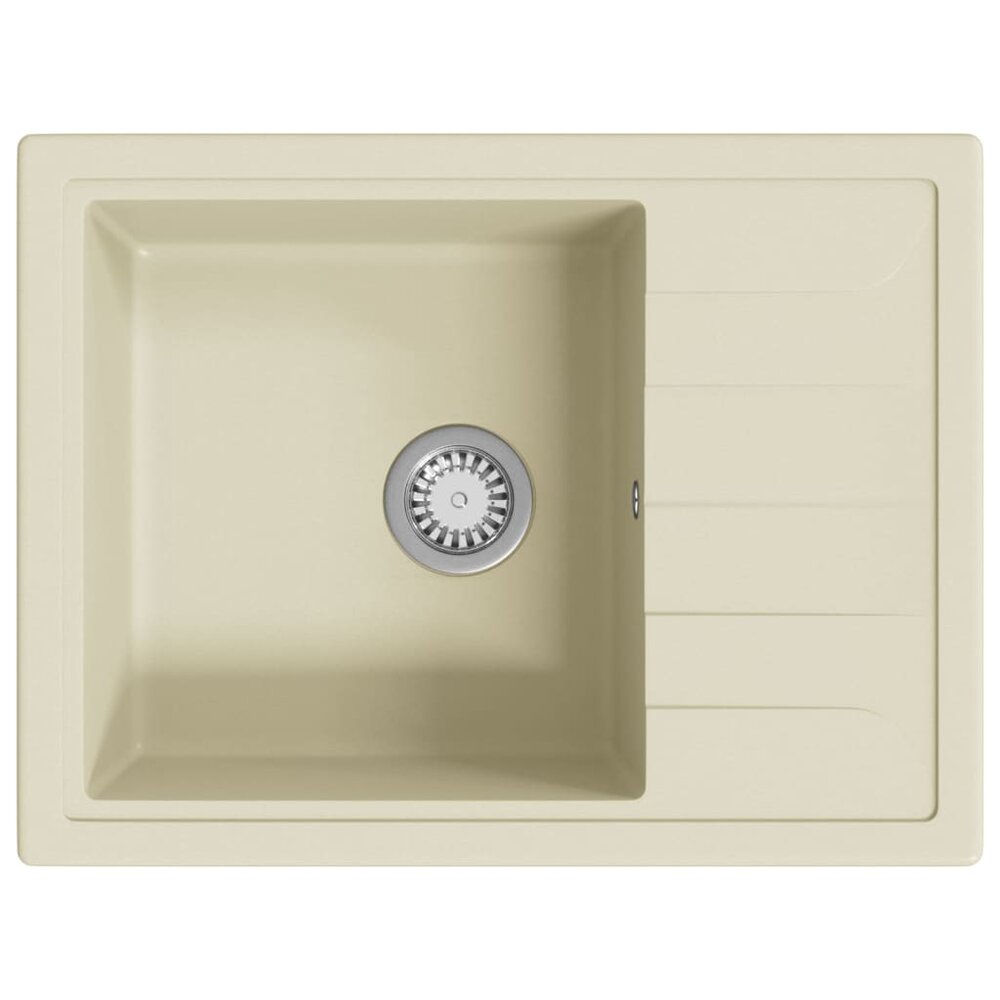 Gootsteen met overloopgat ovaal graniet beige