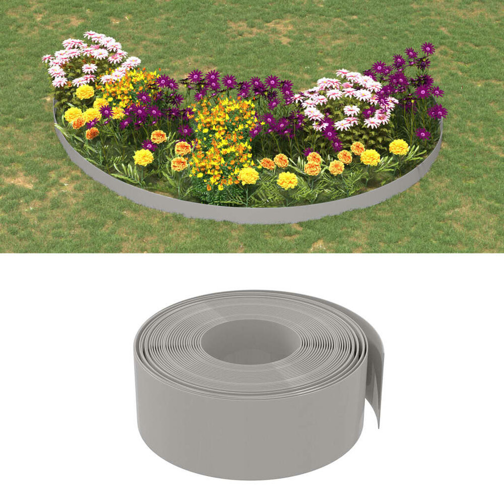 Tuinrand 10 m 20 cm polyetheen grijs