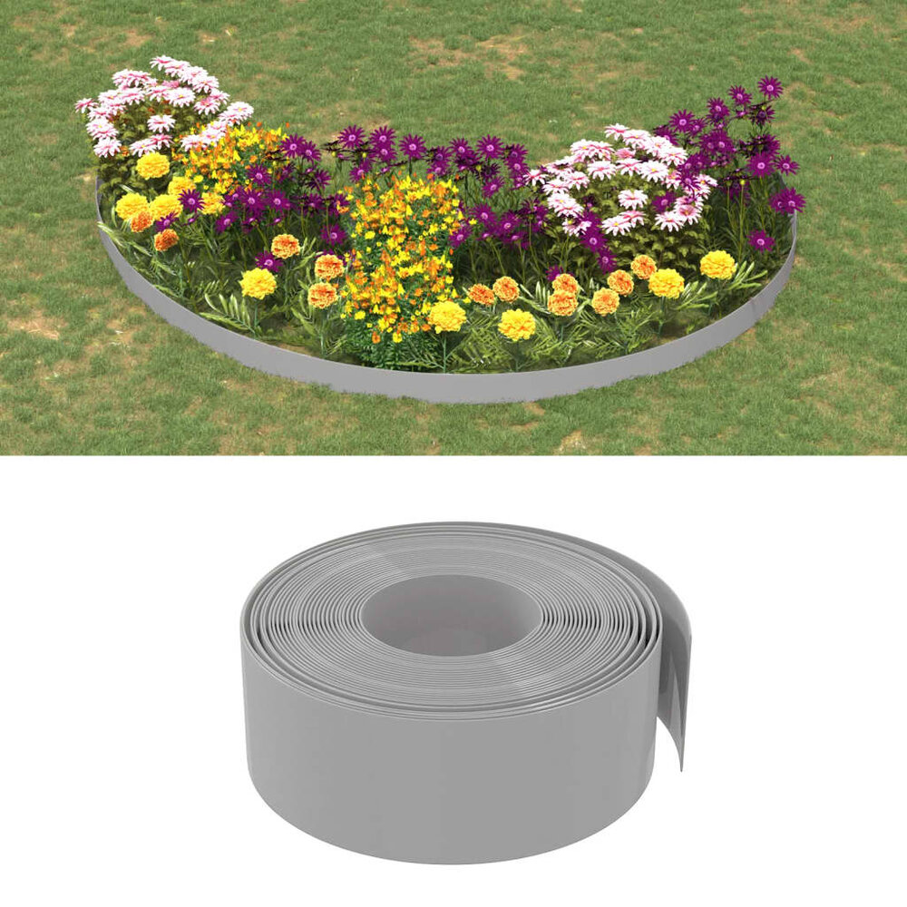Tuinranden 3 st 10 m 20 cm polyetheen grijs