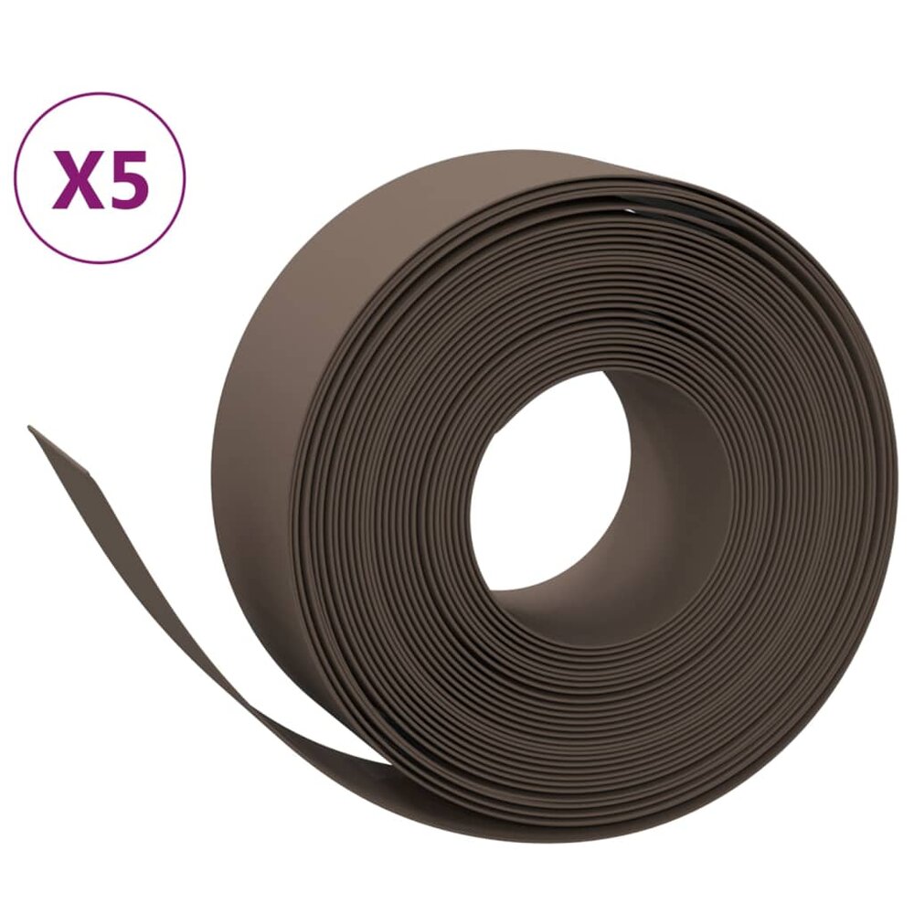 Tuinranden 5 st 10 m 20 cm polyetheen bruin