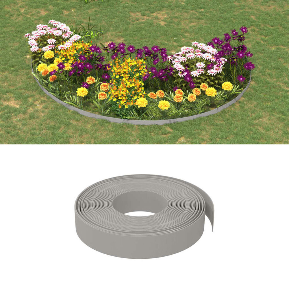 Tuinrand 10 m 10 cm polyetheen grijs