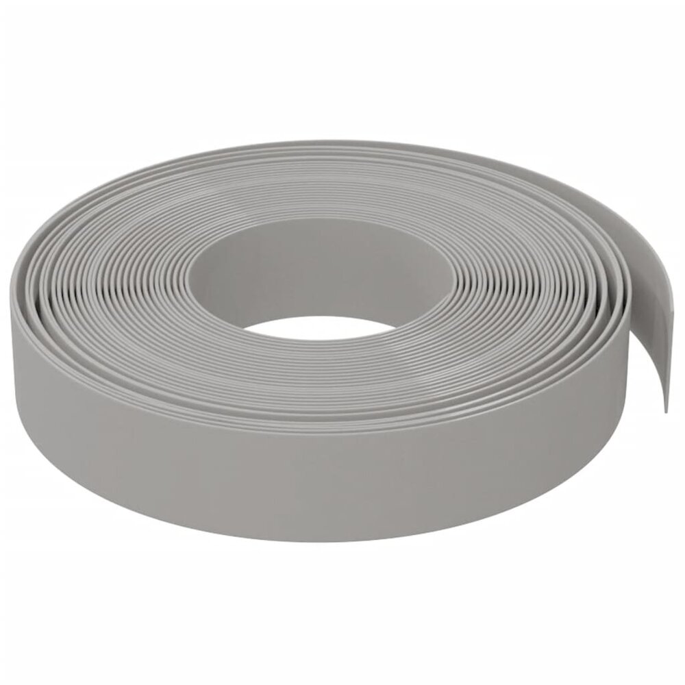 Tuinrand 10 m 10 cm polyetheen grijs