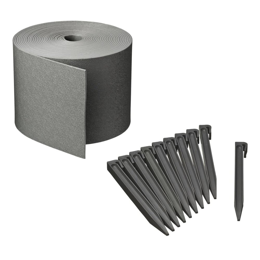 Borderrandset H15 cm x 10 m met pen grijs