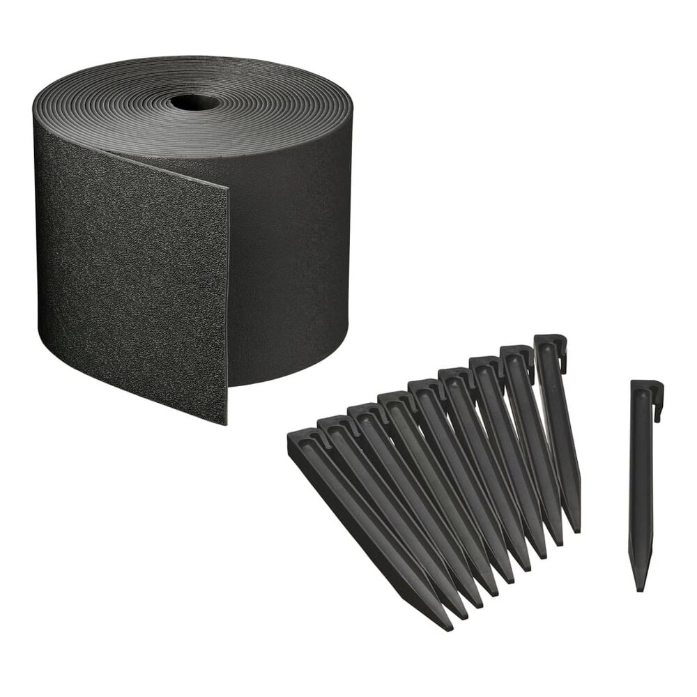 Borderrandset H15 cm x 10 m met pen zwart