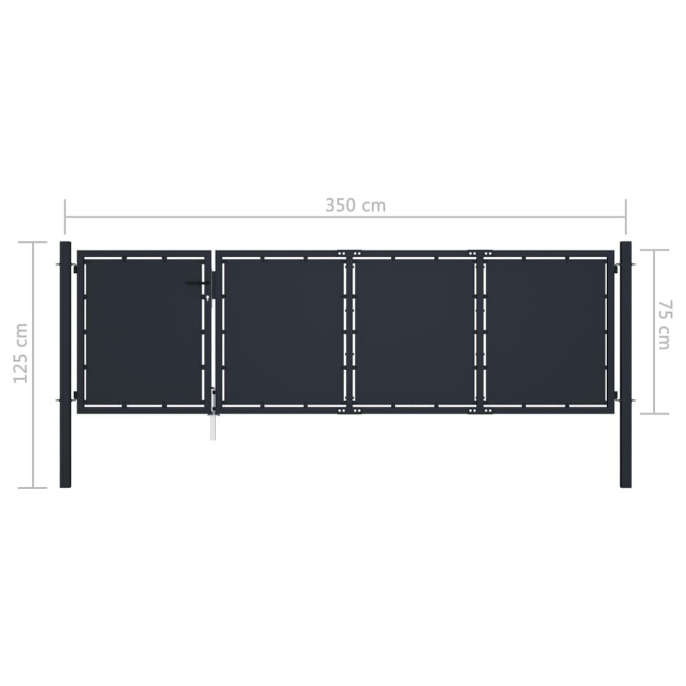 Poort 350x75 cm staal antraciet