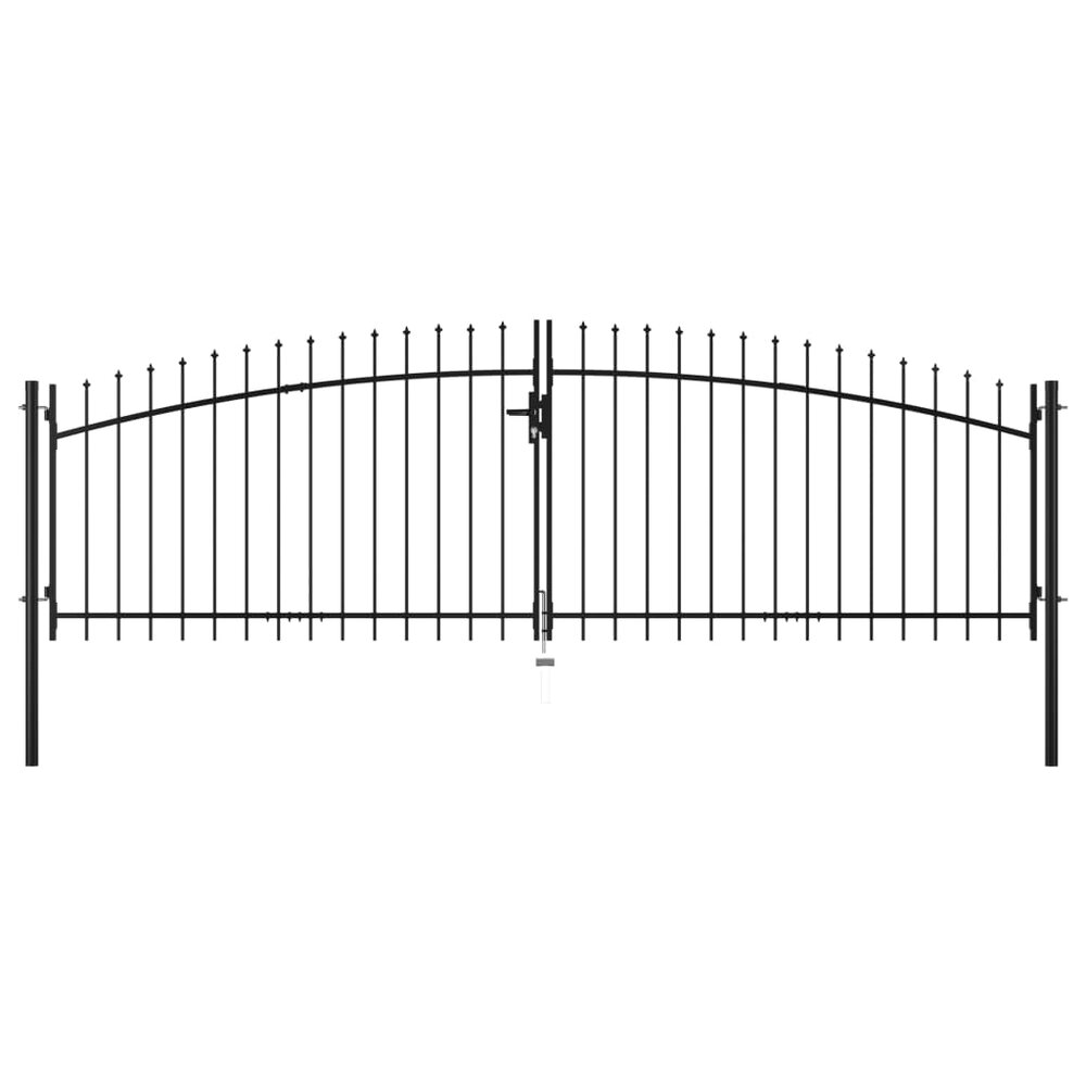 Hekpoort dubbele deur met speren bovenkant 400x175 cm