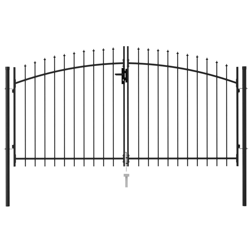 Poort met puntige bovenkant dubbel 3x1,5 m staal zwart