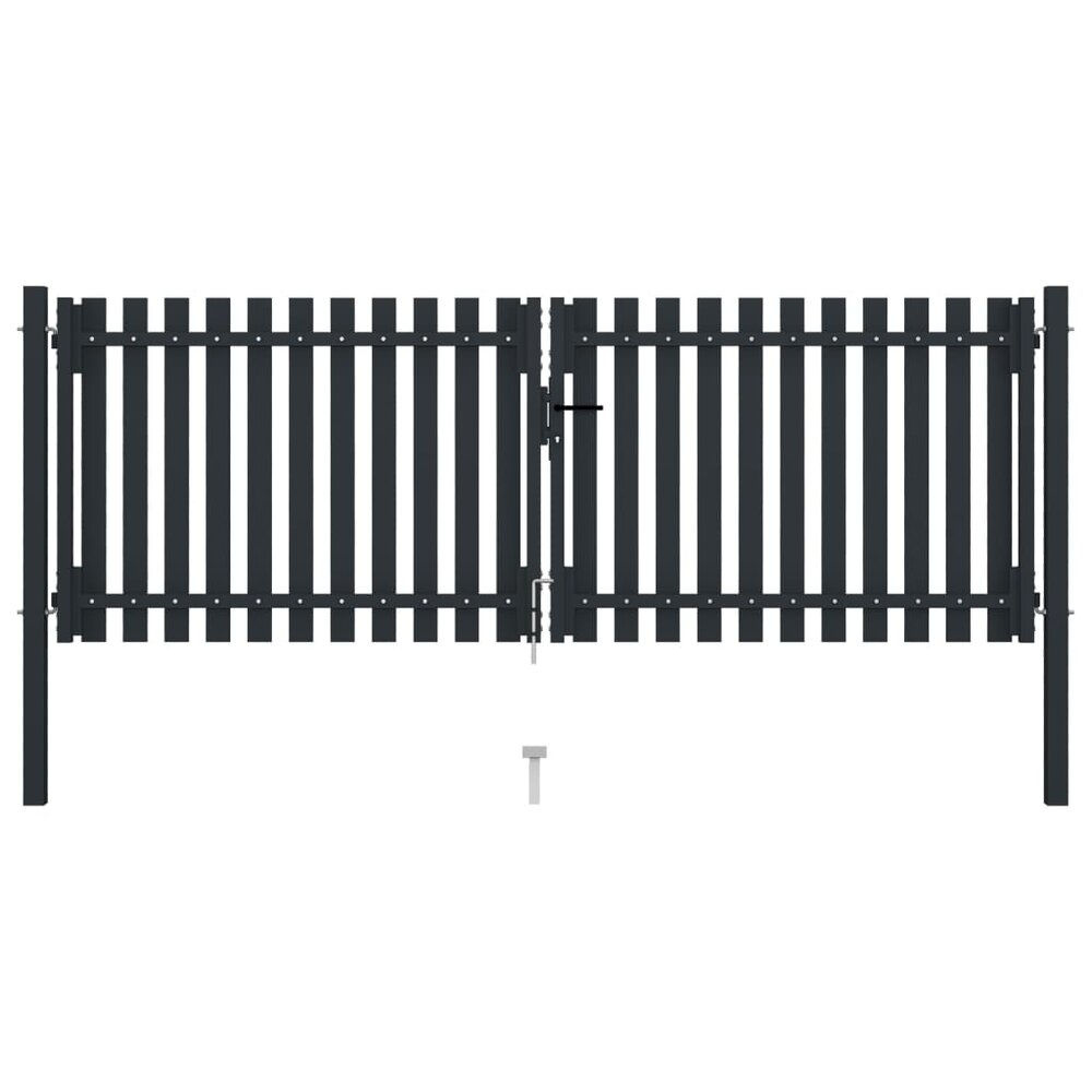 Poort dubbel 306x125 cm staal antraciet