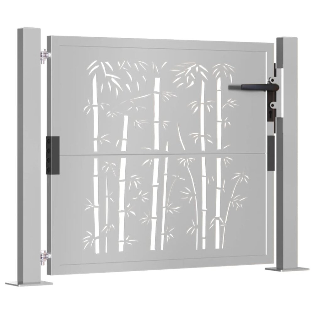 Poort met bamboe-ontwerp 105x105 cm cortenstaal