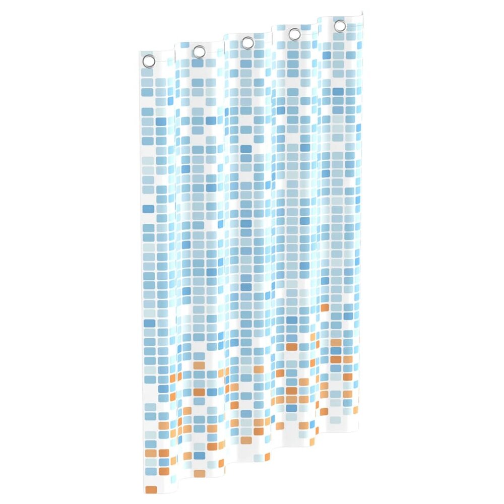Douchegordijn met moza&iuml;ek 200x180x0,2 cm blauw en oranje