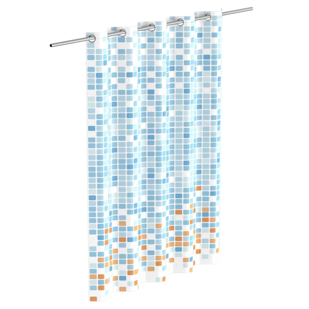 Douchegordijn met moza&iuml;ek 200x180x0,2 cm blauw en oranje