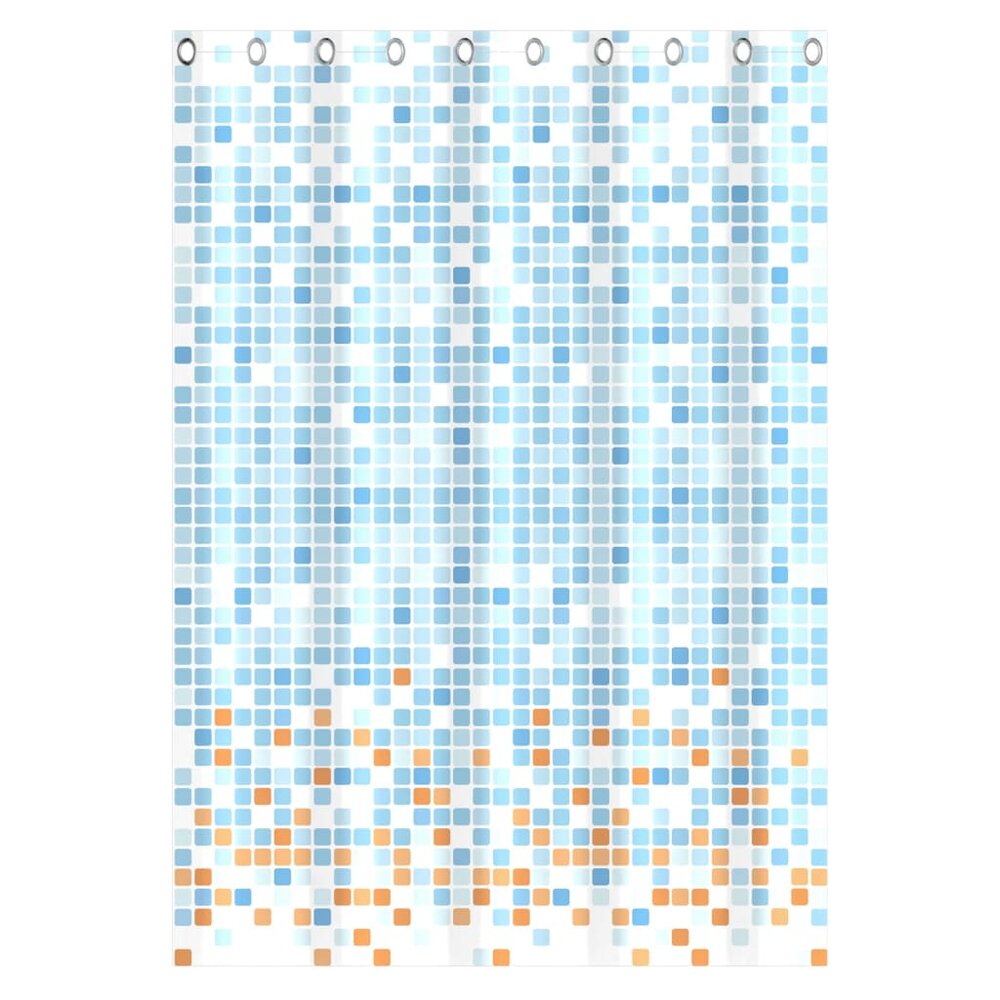 Douchegordijn met moza&iuml;ek 200x180x0,2 cm blauw en oranje
