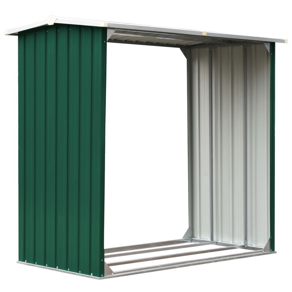 Haardhoutschuur 172x91x154 cm gegalvaniseerd staal groen