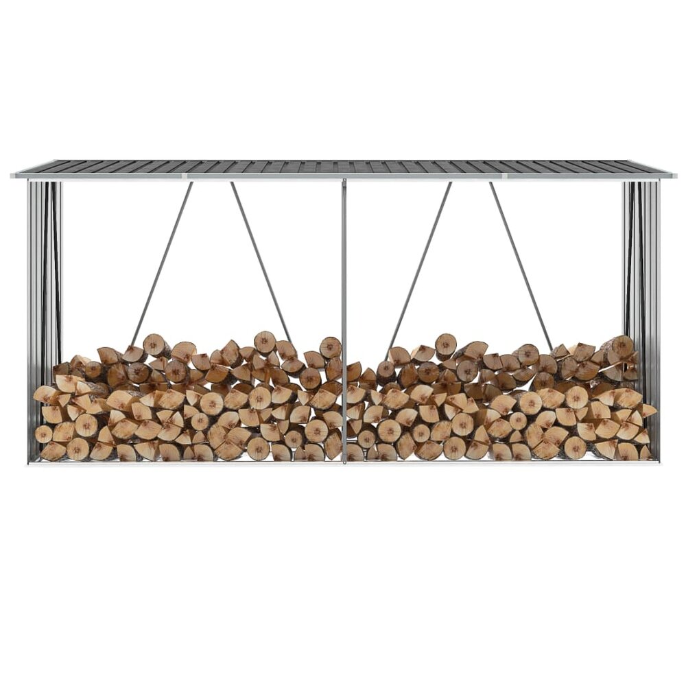 Haardhoutschuur 330x84x152 cm gegalvaniseerd staal antraciet