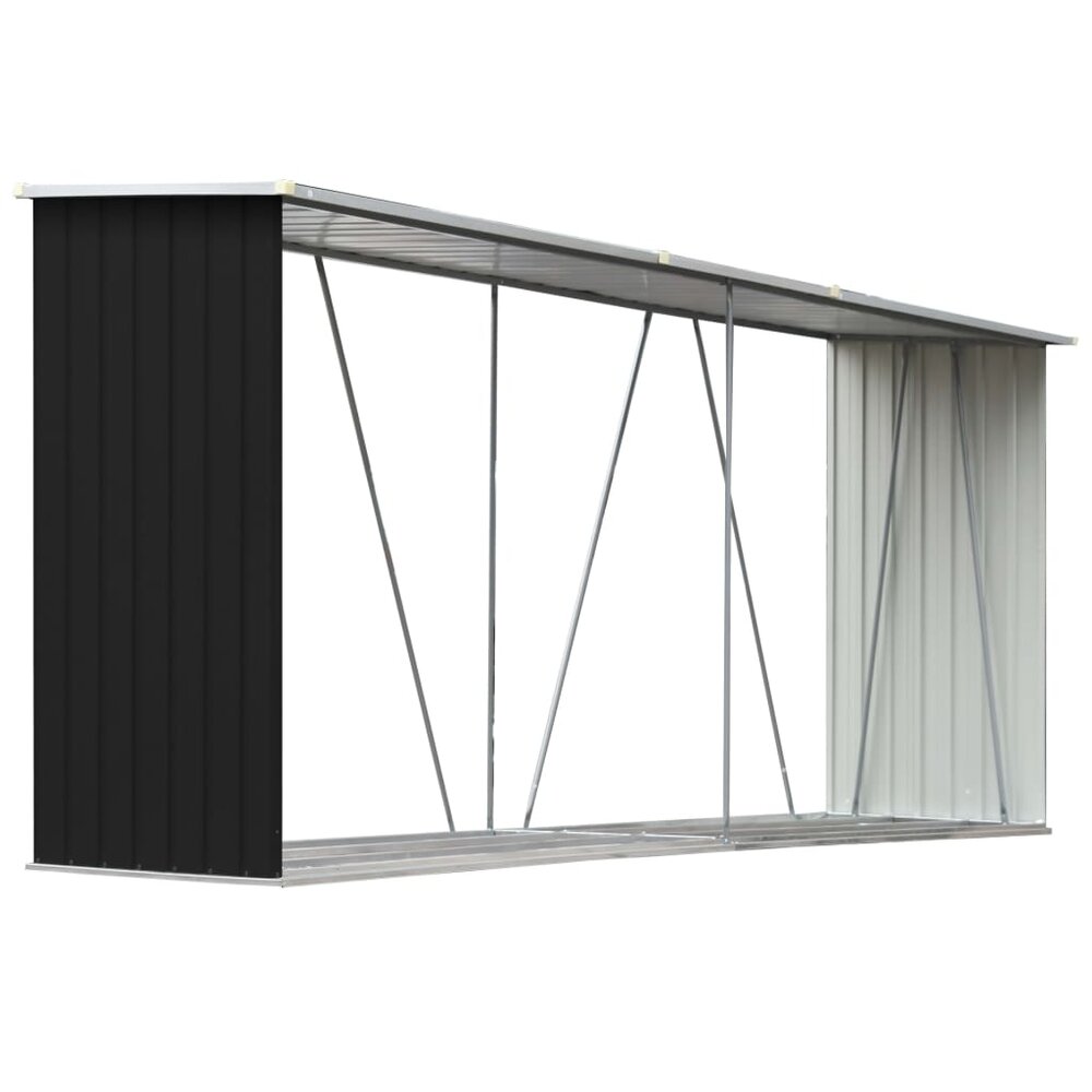 Haardhoutschuur 330x84x152 cm gegalvaniseerd staal antraciet