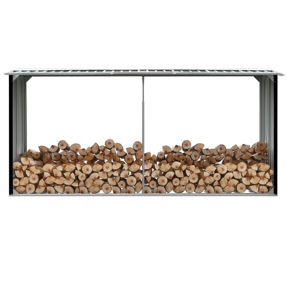 Haardhoutschuur 330x92x153 cm gegalvaniseerd staal antraciet