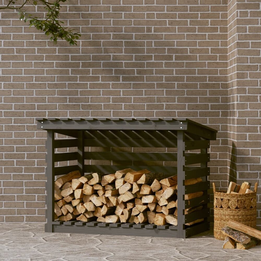 Haardhoutrek 108x73x79 cm massief grenenhout grijs