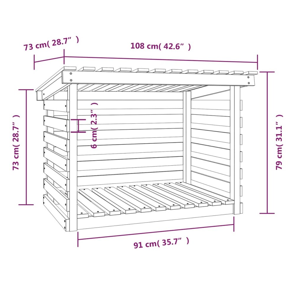 Haardhoutrek 108x73x79 cm massief grenenhout grijs