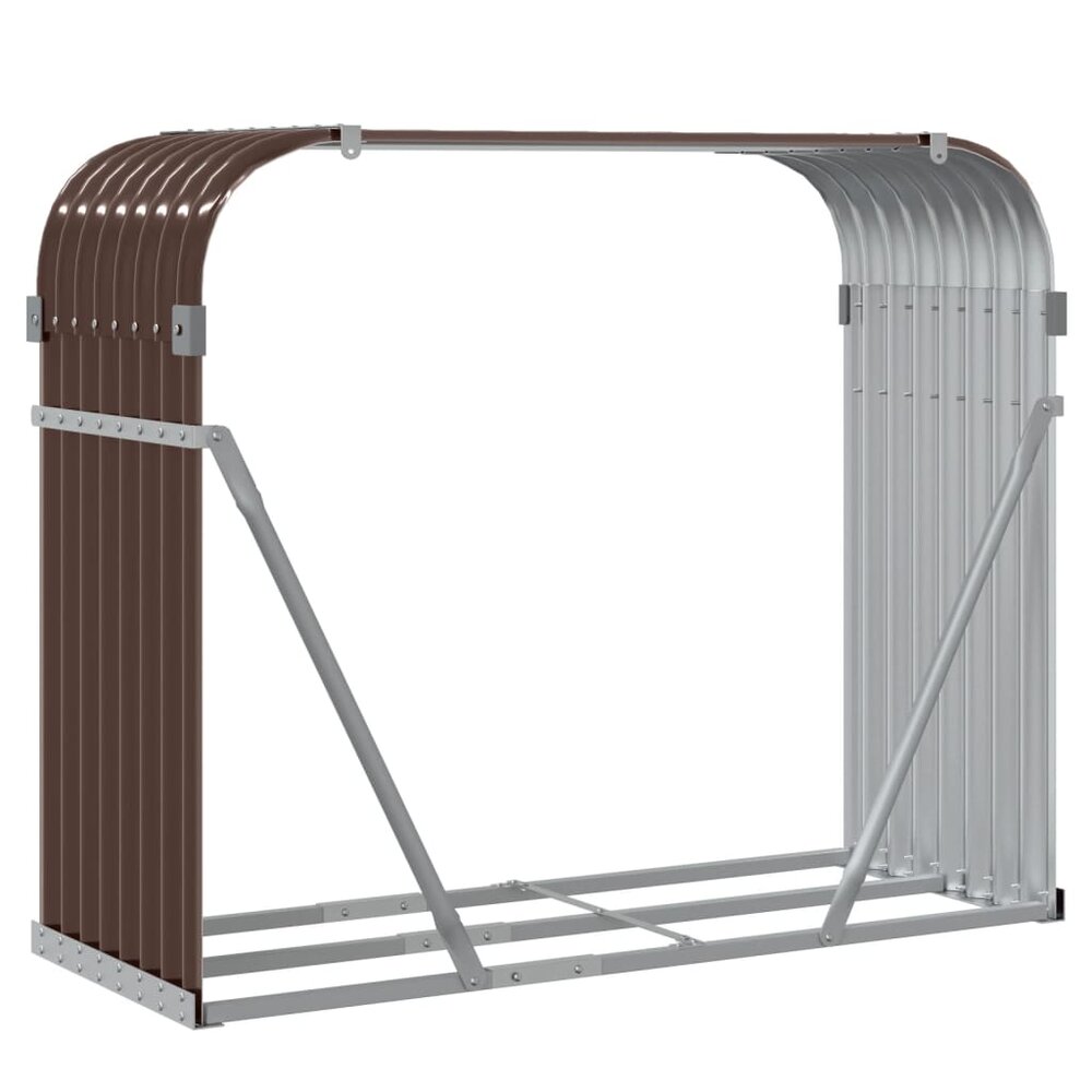 Haardhoutopslag 120x45x100 cm gegalvaniseerd staal bruin