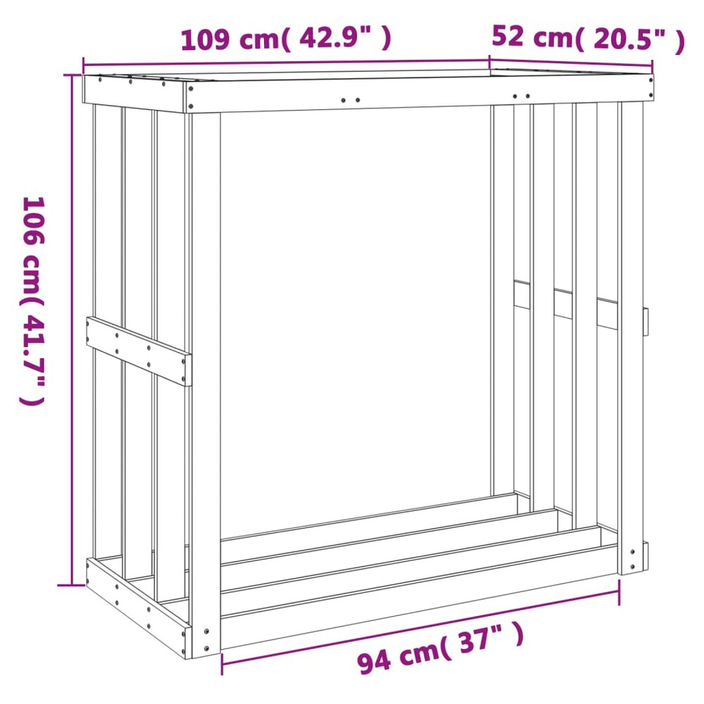 Houtblokhouder 108x52x106 cm massief grenenhout wasbruin