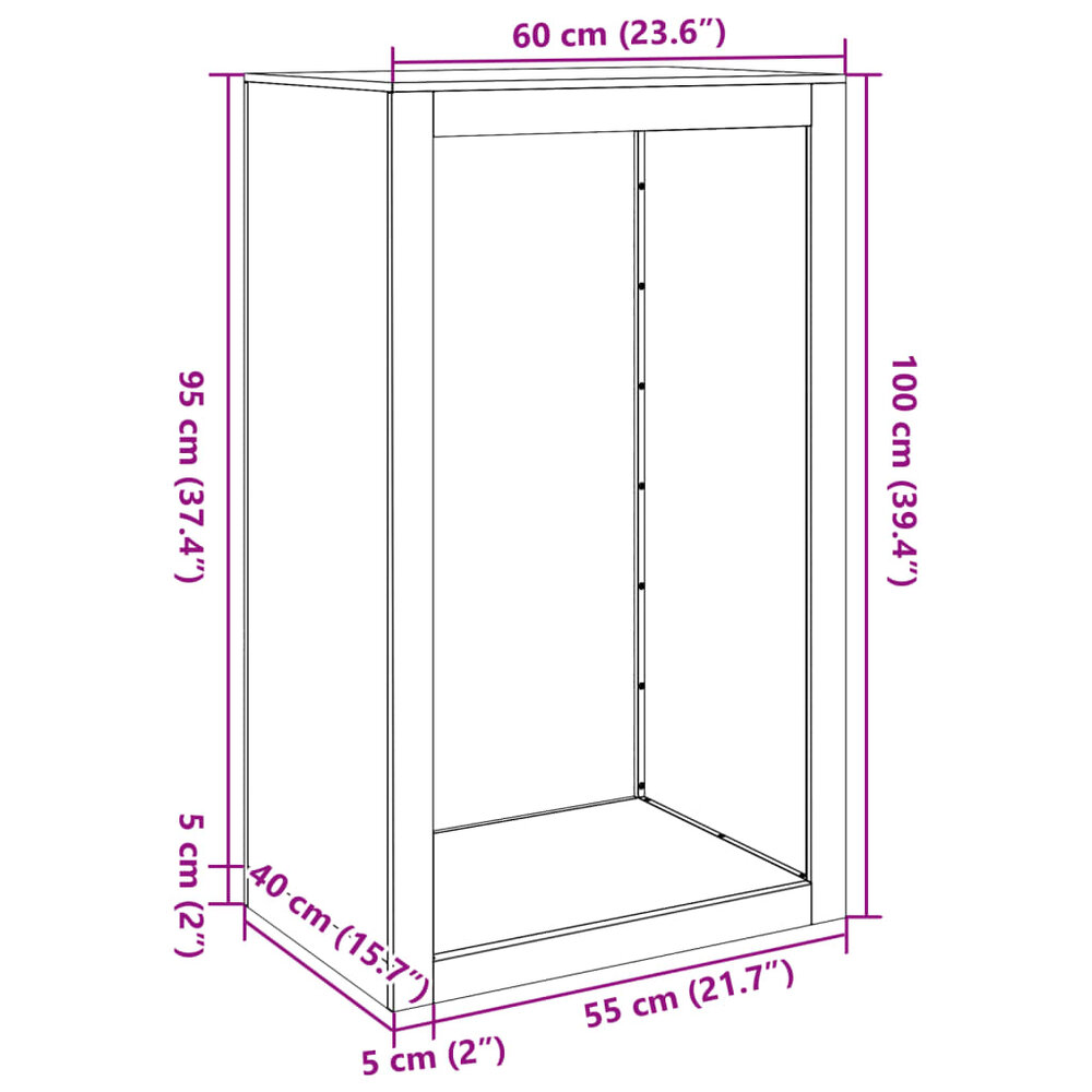 Haardhoutrek 60x40x100 cm staal groen