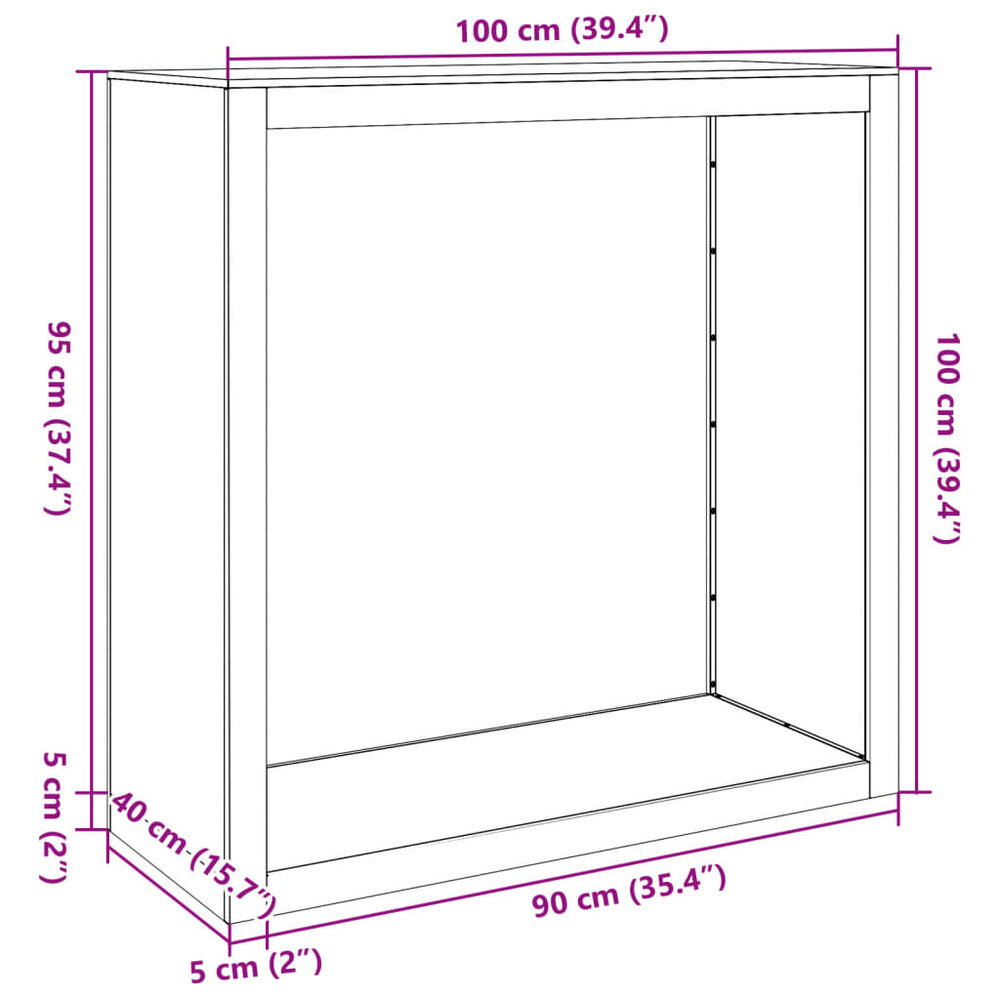 Haardhoutrek 100x40x100 cm staal wit