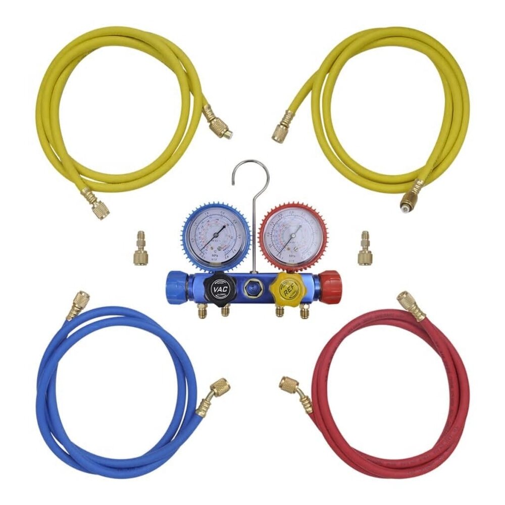 Vacu&uuml;mpomp 100 L/min met 4-voudige manometerset