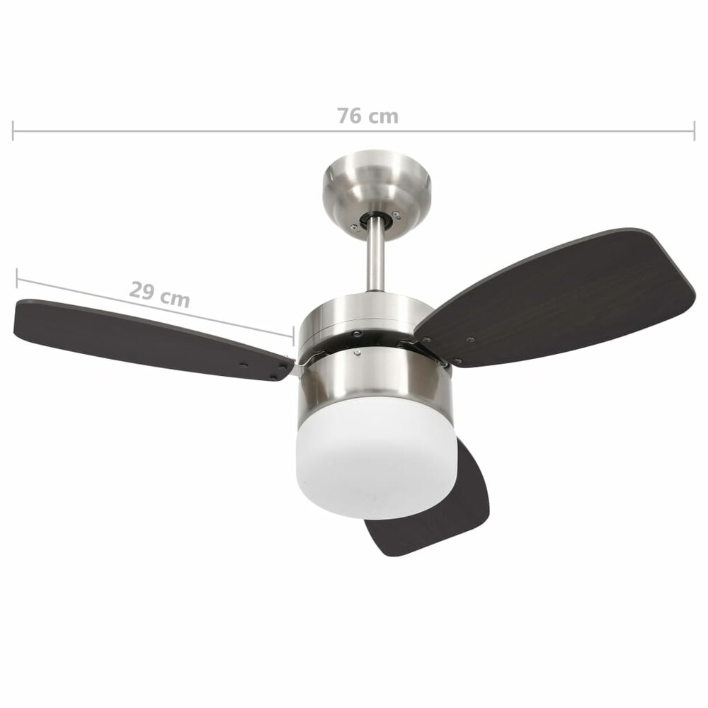 Plafondventilator met lamp afstandsbediening 76 cm donkerbruin