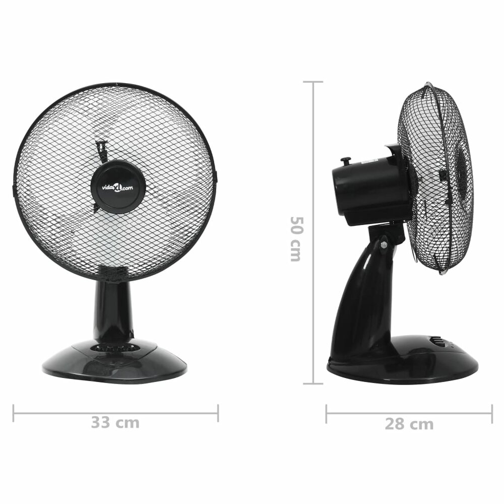 Tafelventilator 3 snelheden 40 W 30 cm zwart