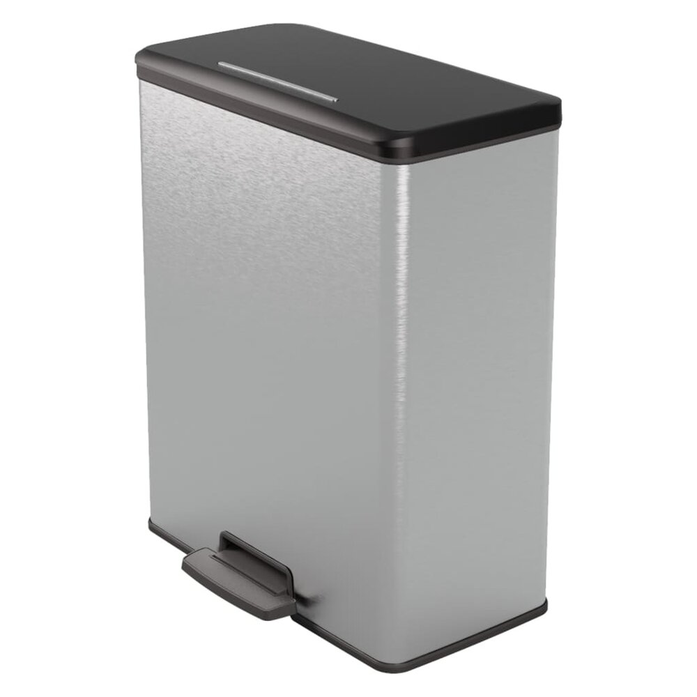 Pedaalemmer Deco rechthoekig 65 L zilverkleurig