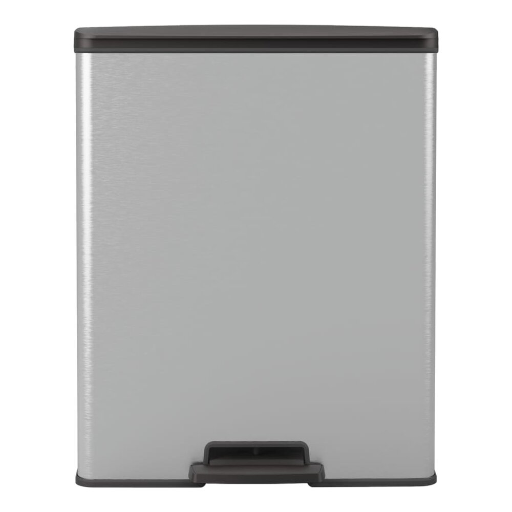 Pedaalemmer Deco rechthoekig 65 L zilverkleurig