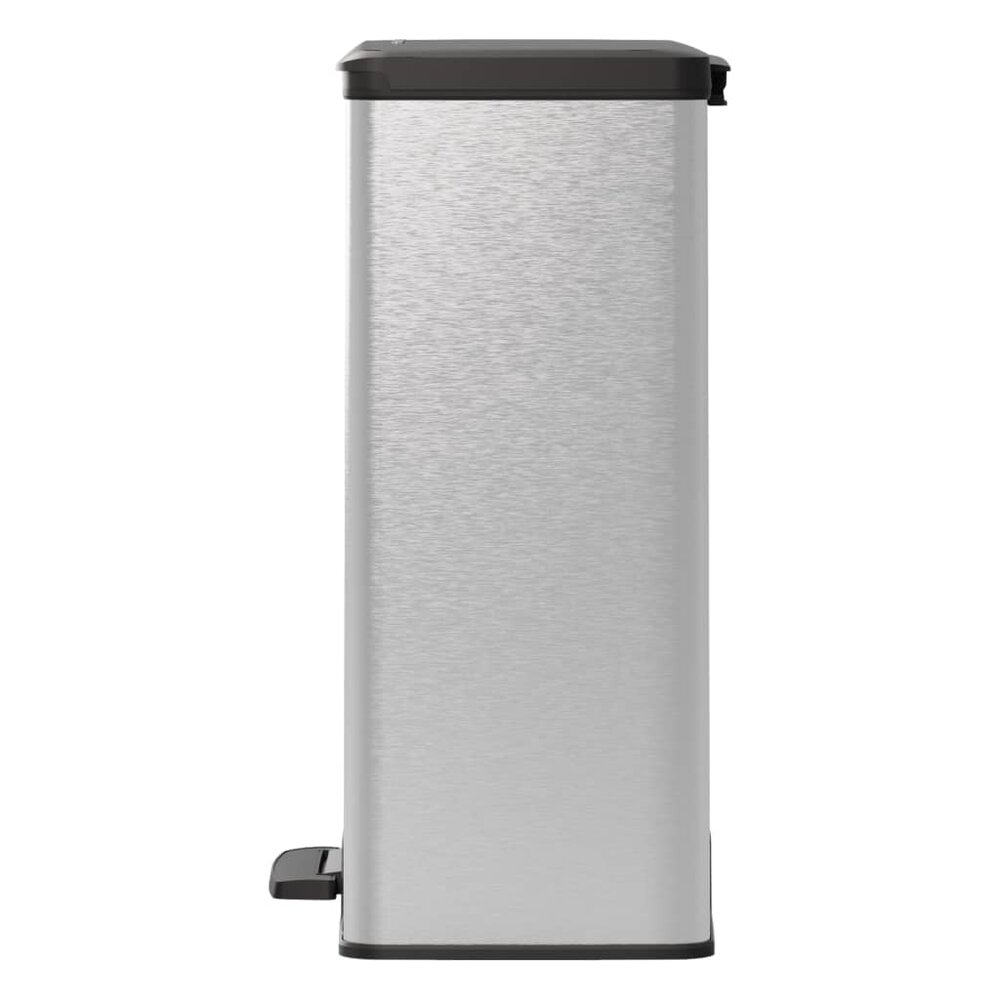 Pedaalemmer Deco rechthoekig 65 L zilverkleurig