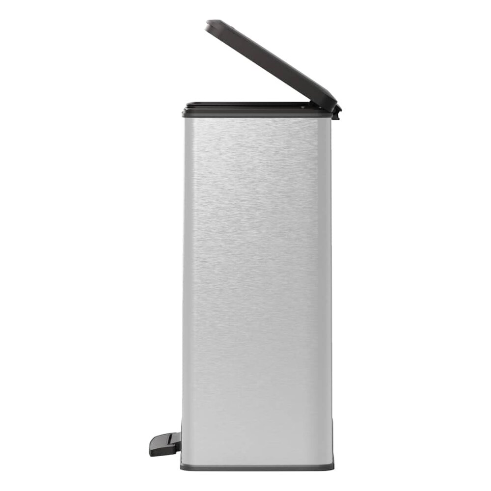 Pedaalemmer Deco rechthoekig 65 L zilverkleurig