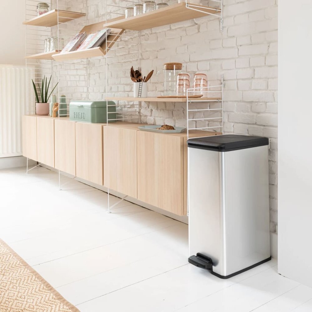 Pedaalemmer Deco smal 40 L zilverkleurig