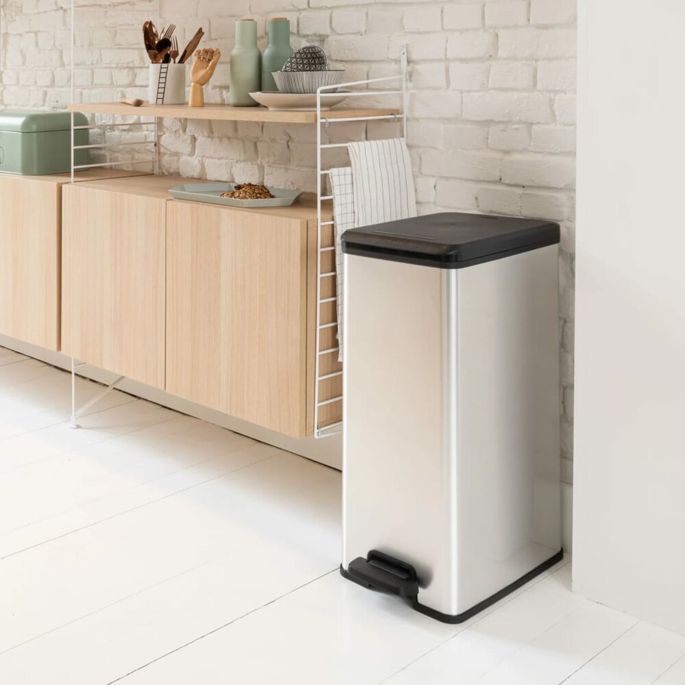 Pedaalemmer Deco smal 40 L zilverkleurig