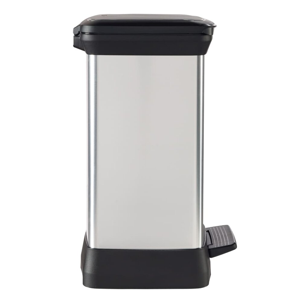 Pedaalemmer Deco rechthoekig 30 L zilverkleurig