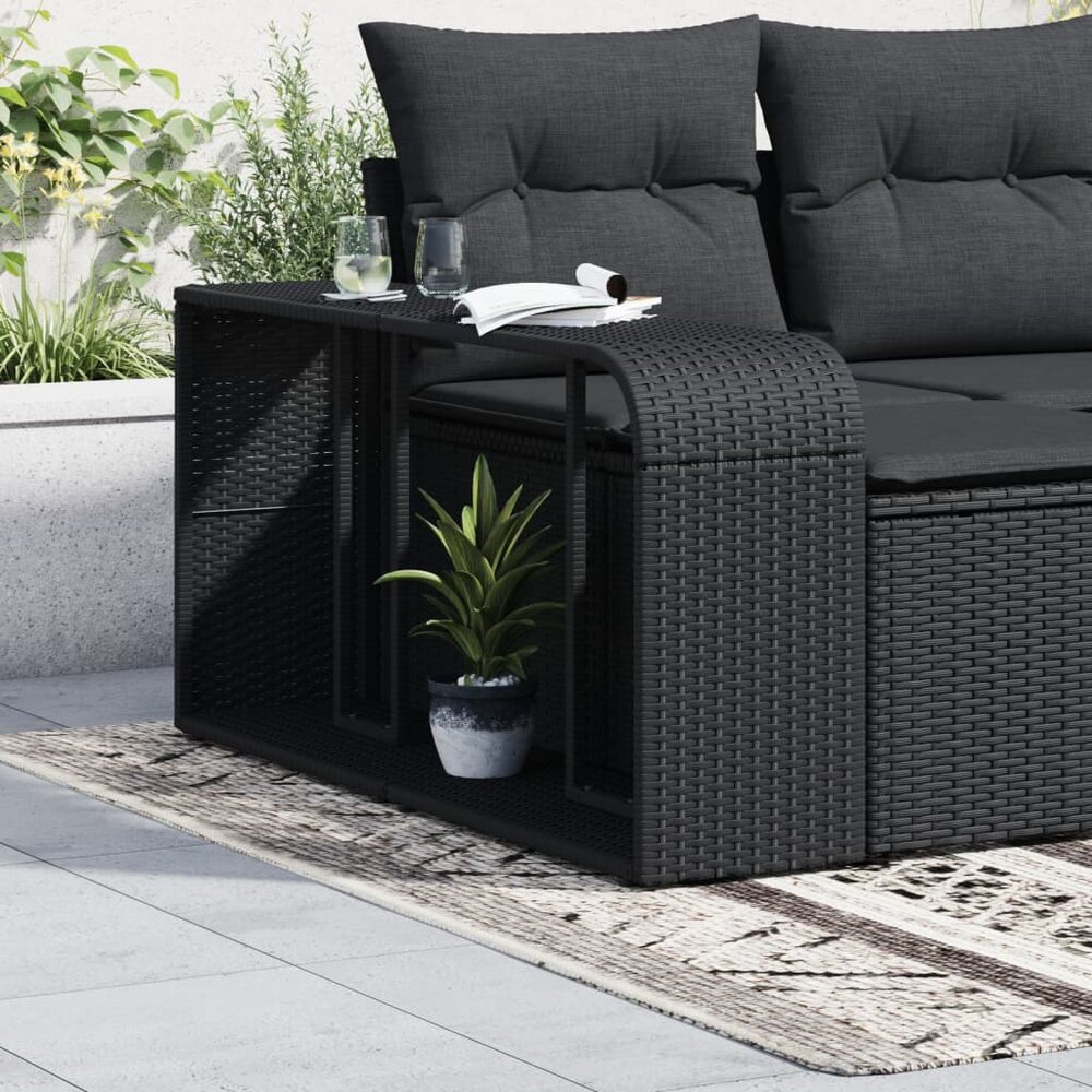 Opbergschappen 2 st poly rattan zwart