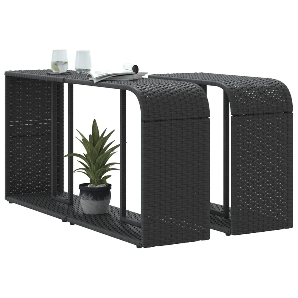 Opbergschappen 2 st poly rattan zwart