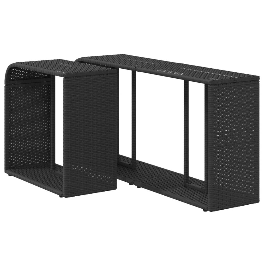 Opbergschappen 2 st poly rattan zwart
