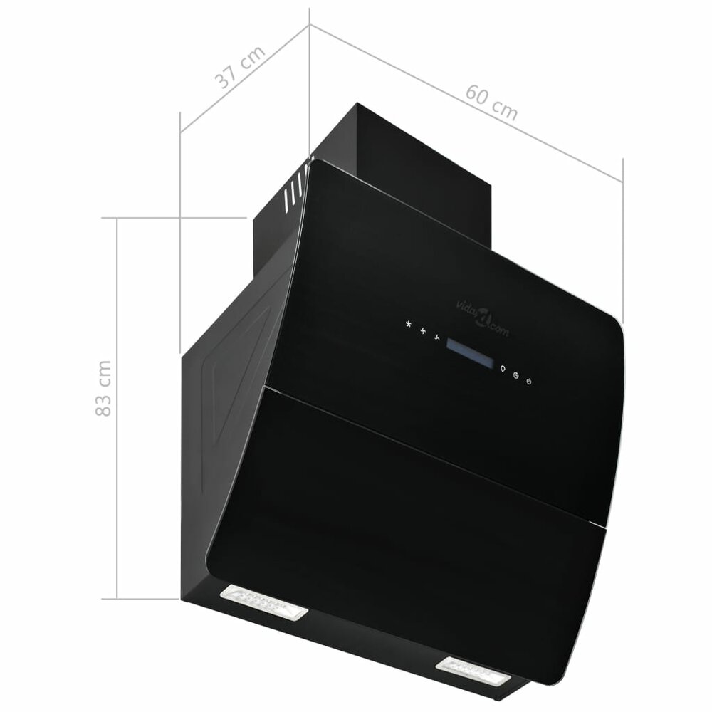 Wandafzuigkap 756 m&sup3;/u 60 cm roestvrij staal zwart